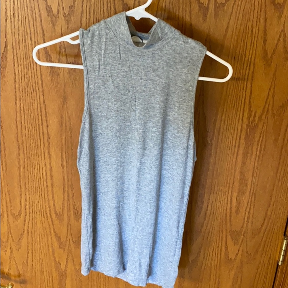Sleeveless Gray High Neck Tank